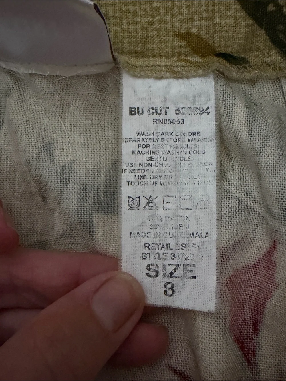 Koret Petites Linen Blend Tropical Floral Button-Front Skirt Set Size 8 Vintage